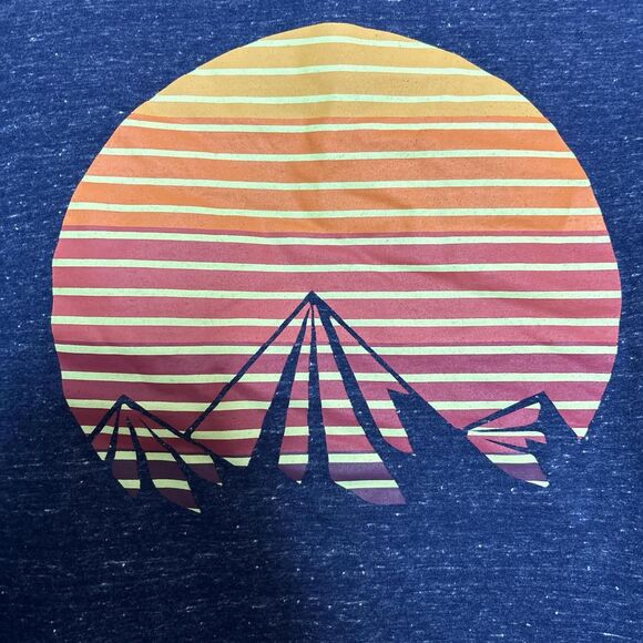 Dip XL Navy Blue Long Sleeve Mountain Sunset Graphic T-Shirt - Picture 3 of 5